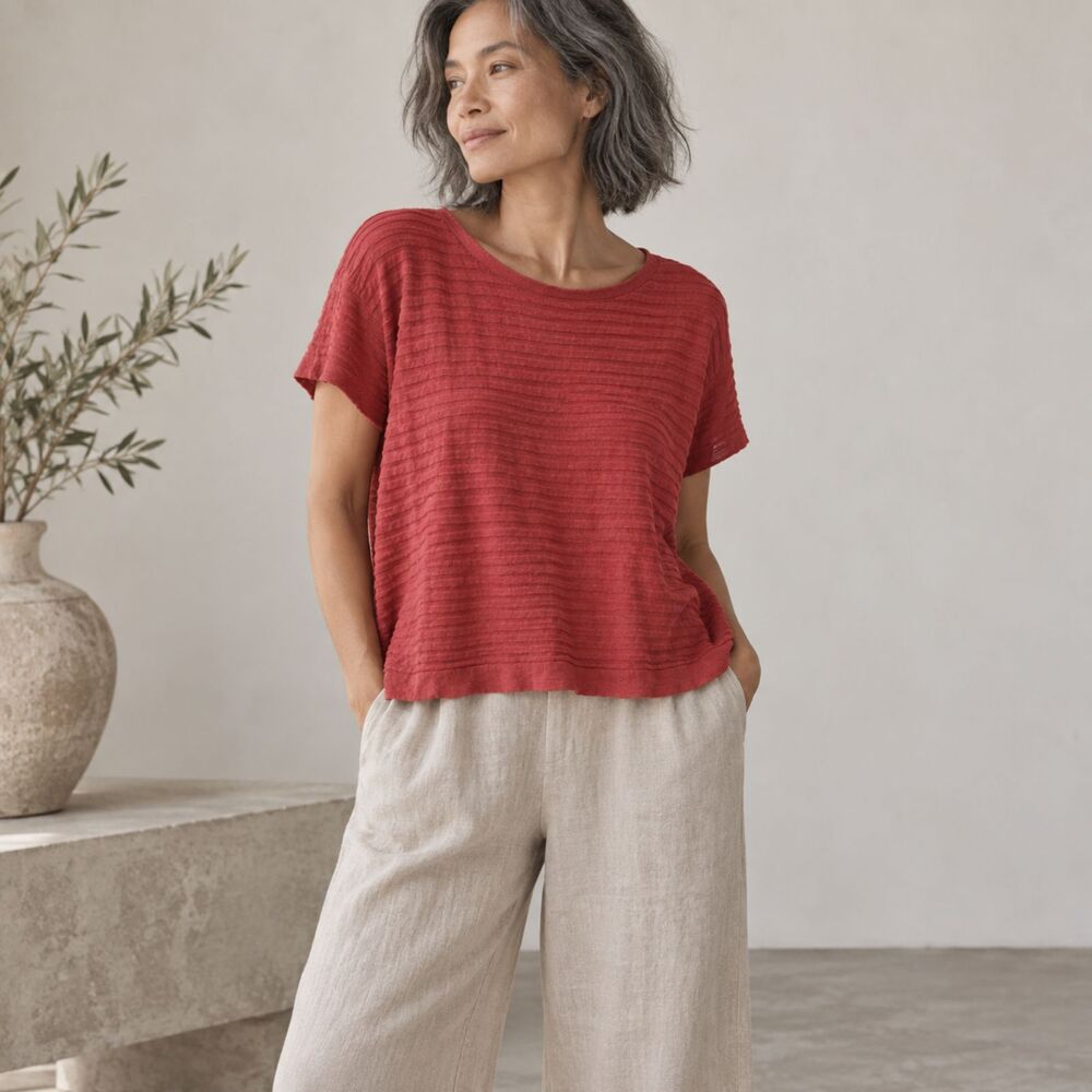 Eileen Fisher Organic Cotton Pink Blouse Size Medium